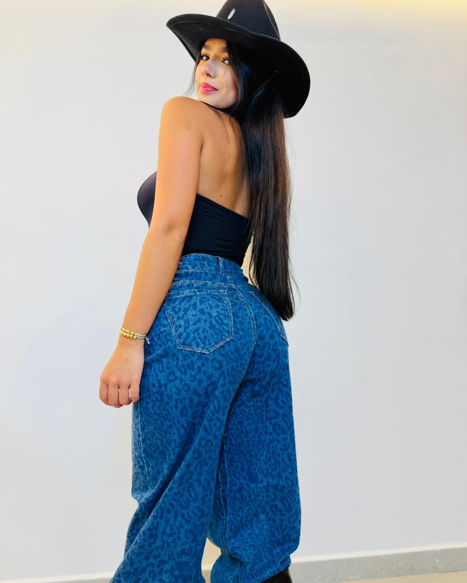 WIDE  LED JEANS  PIEDRAS