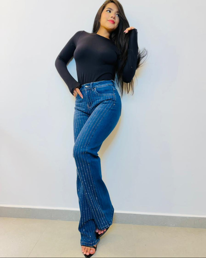 STRAIGHT WIDE JEANS  PIEDRAS - MOST WANTE